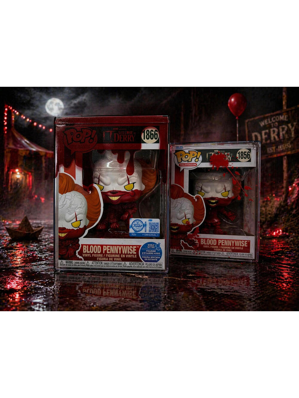 Funko Pop IT Bloody Pennywise #1856 & #1866 Bundle w Display